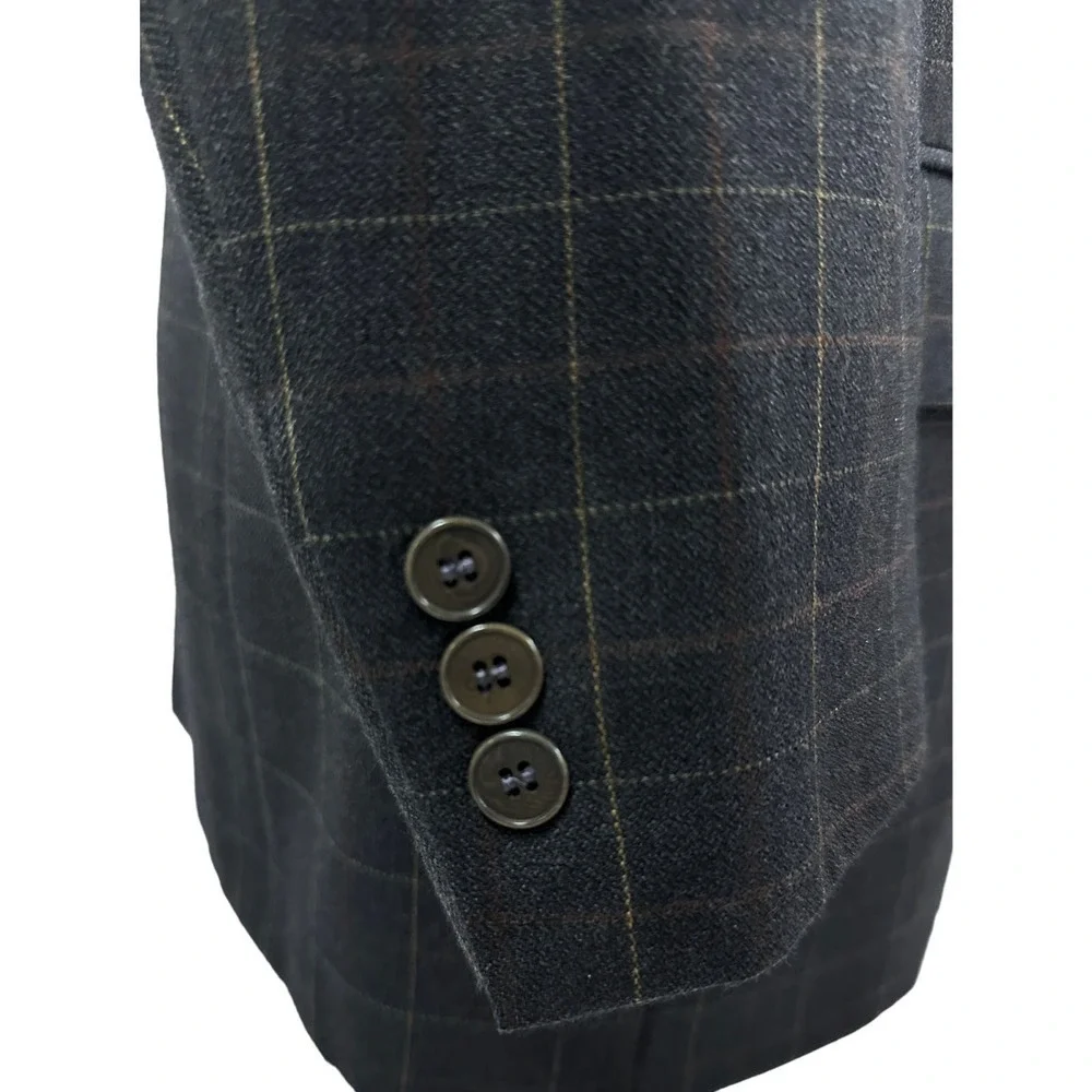 VTG Pringle of Scotland Mens Sport Coat Charcoal Windowpane Sport Jacket 38R